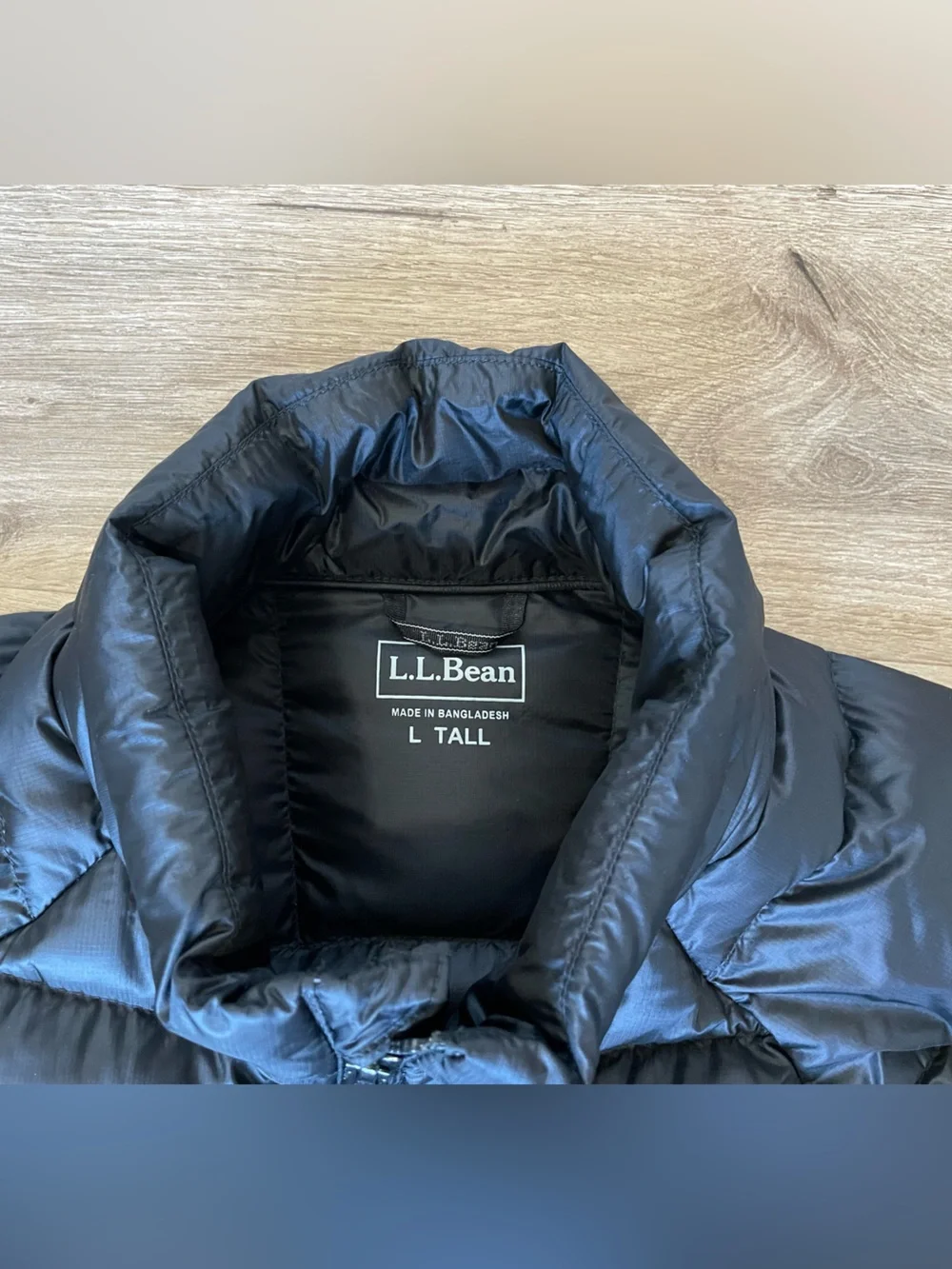 L.L.Bean 850 Down Puffer Jacket Men’s Large Tall Black Pertex 850 Fill Packable